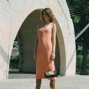 NWT Maryam Nassir Zadeh Serpentine Slip Dress Papaya Orange